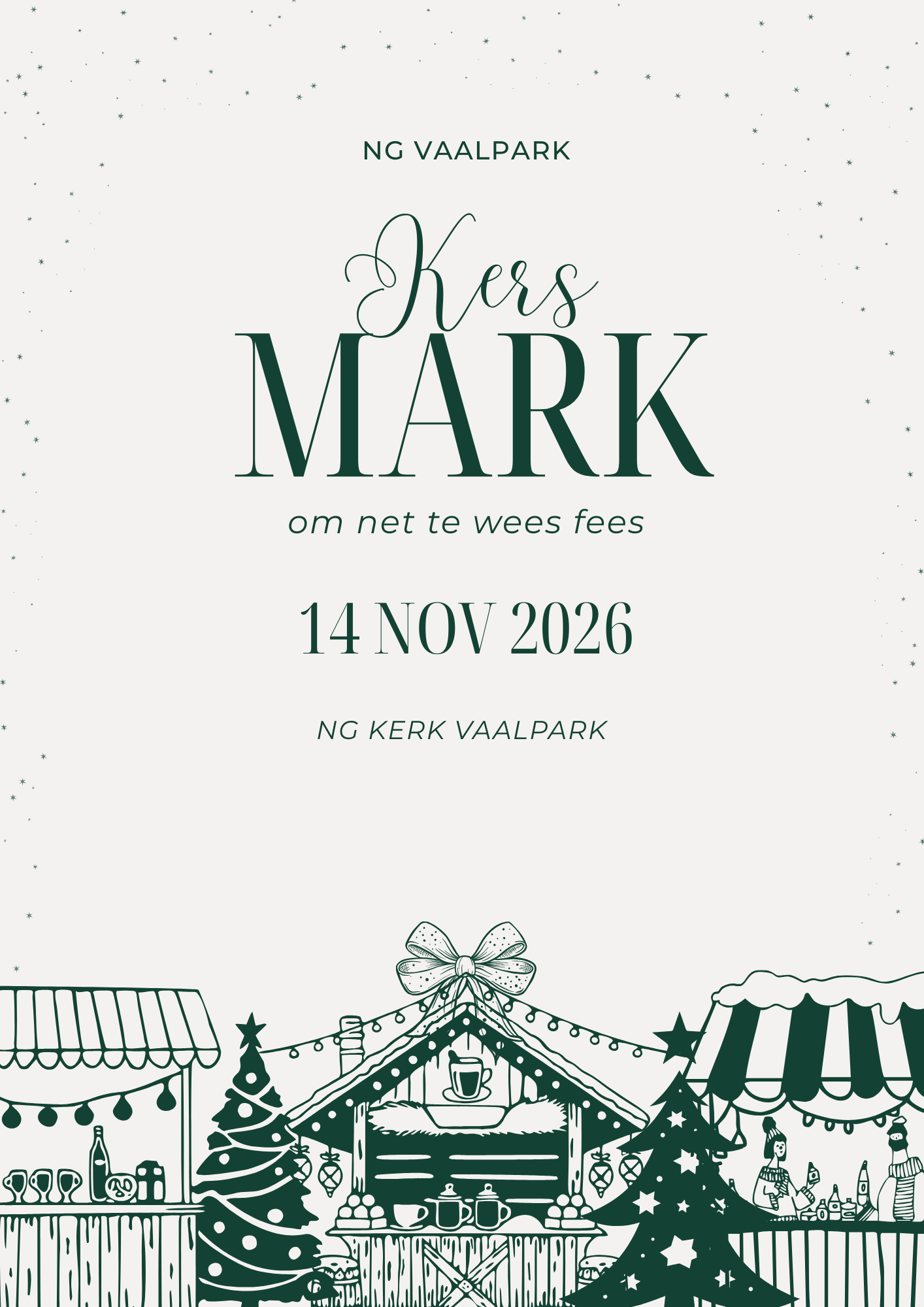 Green and Beige Minimalist and Elegant Christmas Market A4 Flyer